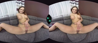 Czech VR Barbara Bieber masturbates on the couch for you