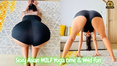  Sexy Asian MILF Yoga time & Wild fun
