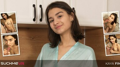  Slutty Kaya Finch shows her blowjob skills in her kitchen