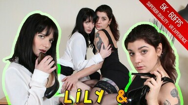  Sensual Lauretta and Lily take off each others clothes and stockings